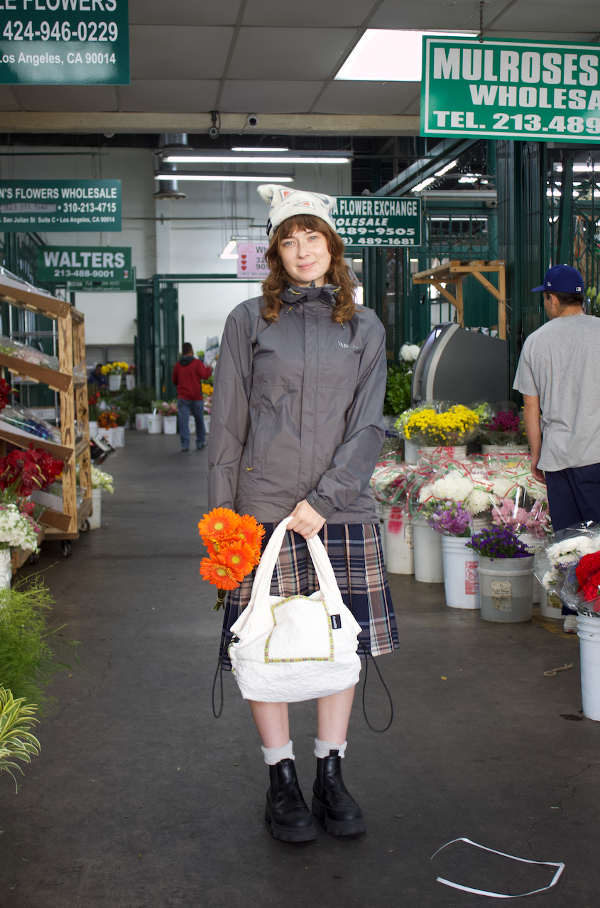 Flower Quilted Tote White