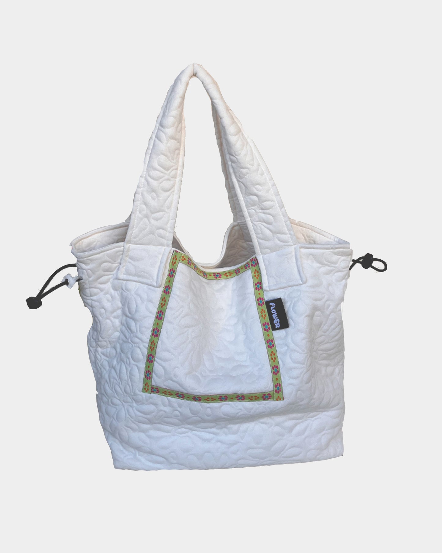 Flower Quilted Tote White